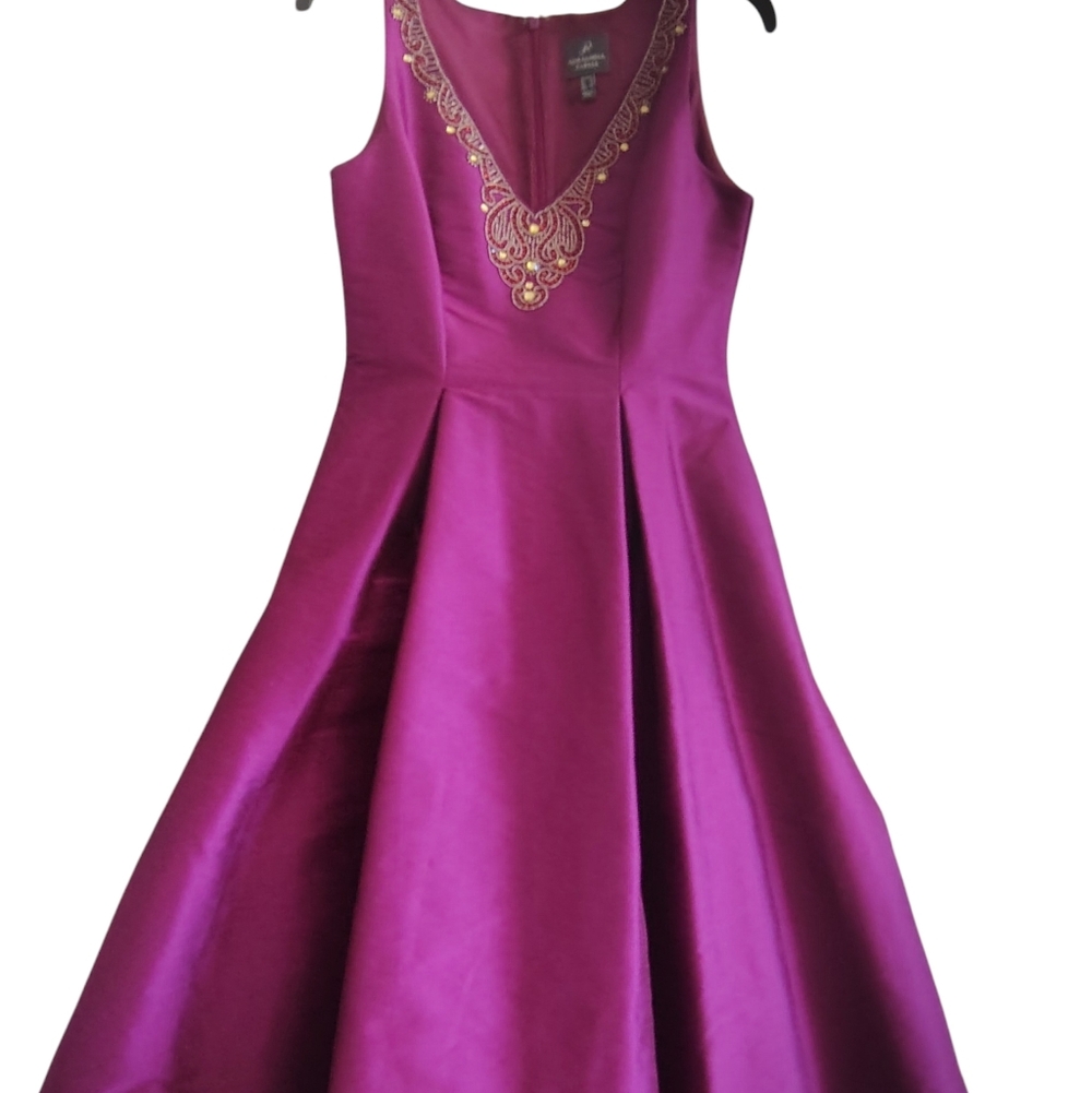 Adrianna Papell Purple Fit & Flare Midi Dress